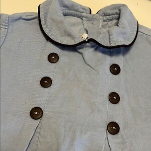 Bella Bliss Light Carolina Sky Blue Corduroy Button Dress Peter Pan Collar | 3